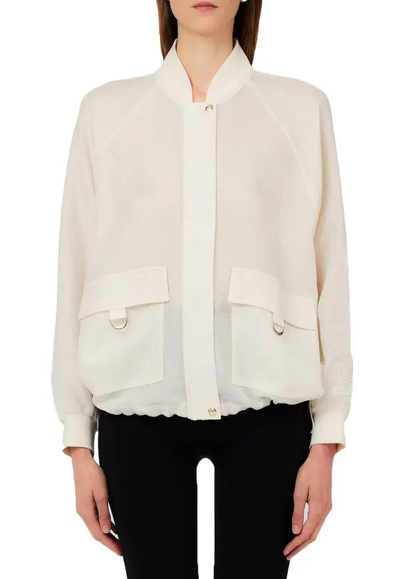 Mesh Bomber Jacket with Flap Pockets