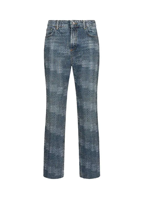 Straight-leg Jeans with Rhinestones Image