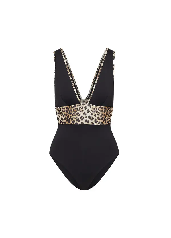 One-Piece Swimsuit With Animal-Print Insert