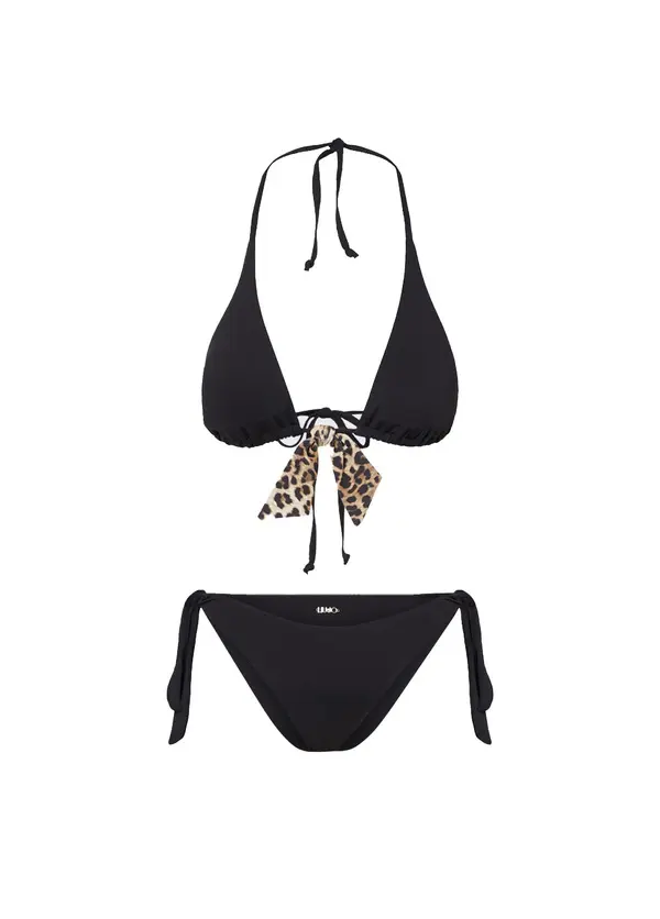 Bikini Top And Bottoms With Printed Bow