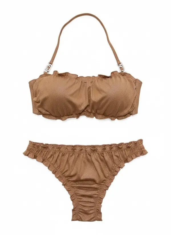 Lurex Ruffled Bandeau Bikini Set