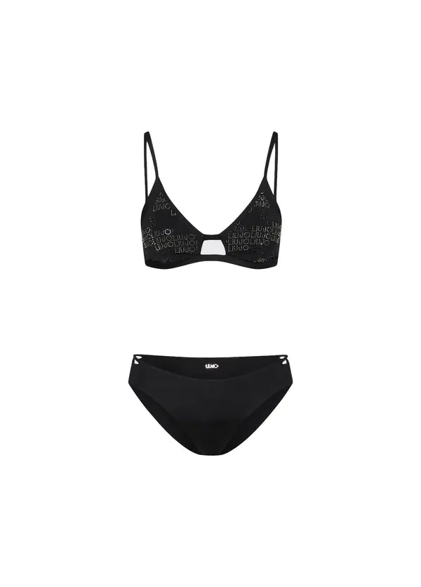 Bikini Top And Bottoms With Rhinestones