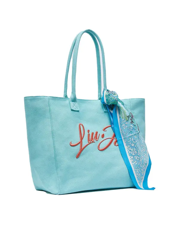 Large Canvas Tote Bag With Foulard