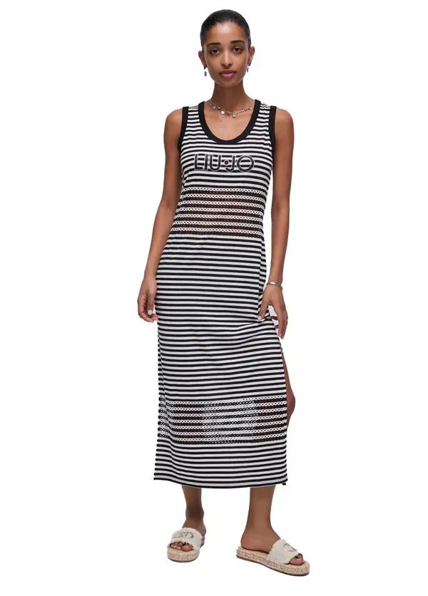 Long Striped Sleeveless Dress