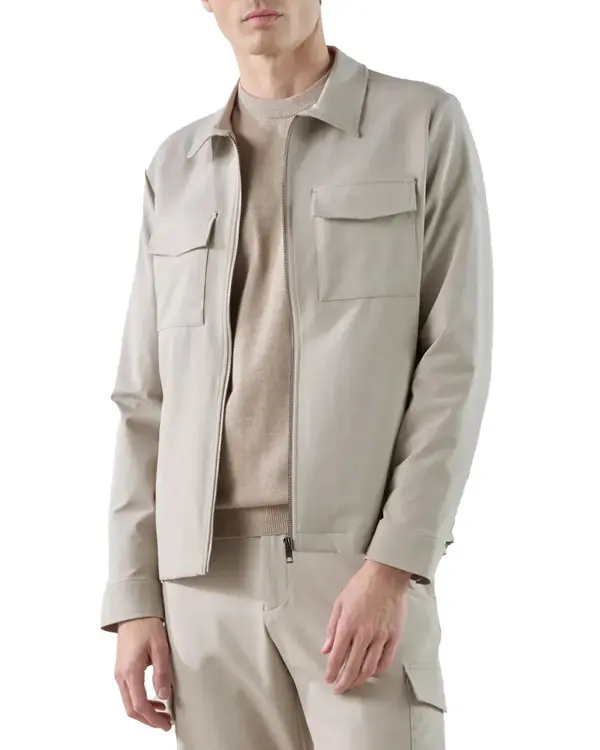 Technical Fabric Shirt-Collar Jacket
