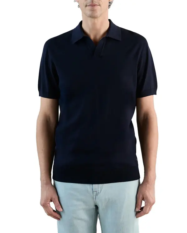 Knit Open-Neck Polo Shirt