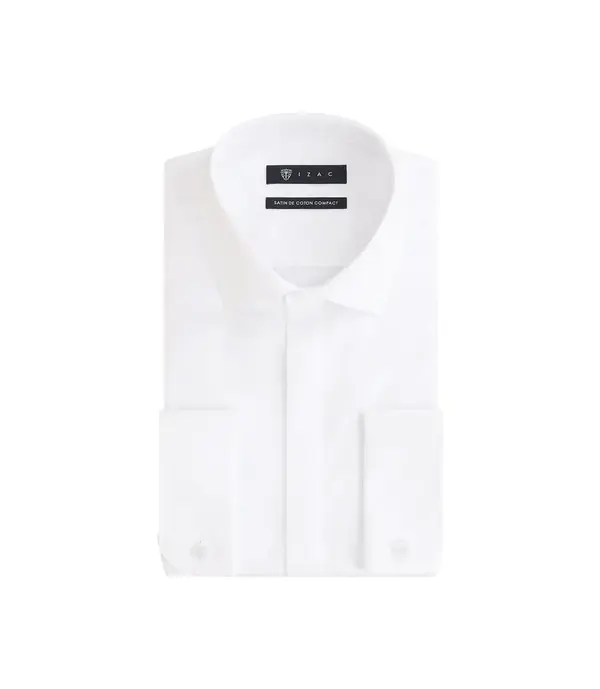 Italian Collar Cotton Satin Shirt