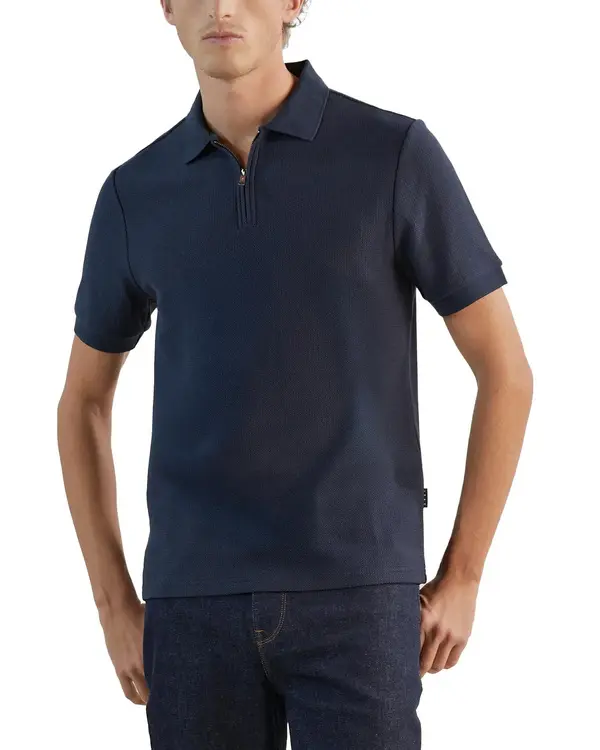 Zip-Neck Short Sleeve Polo Shirt