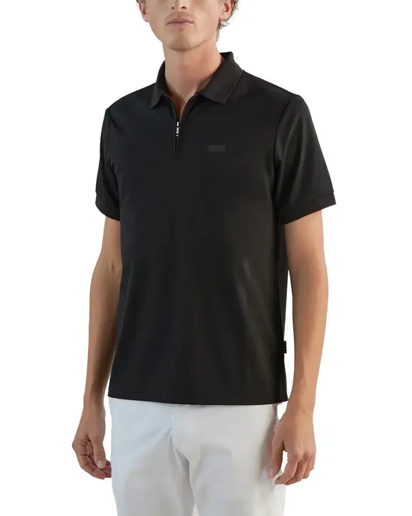 Zipped-Neck Jersey Polo Shirt