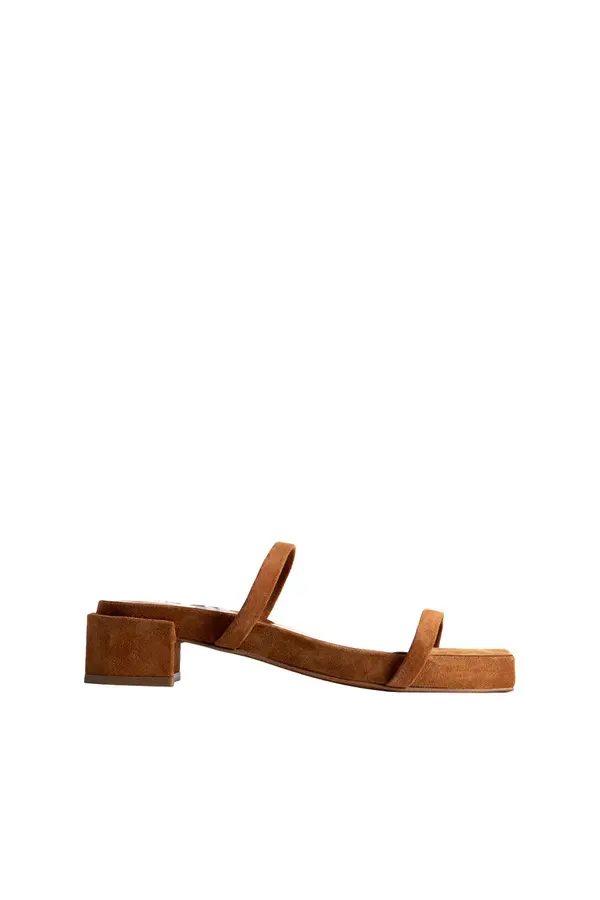 Suede Minimalist Double-Strap Block Heel Mule