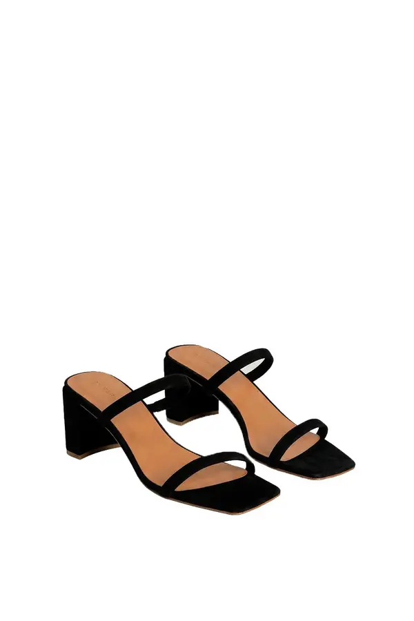Classic Suede Double-Strap Mid Block Heel Mule