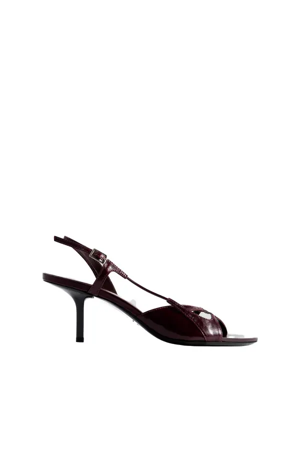 Strappy Patent Leather Slingback Heeled Sandals