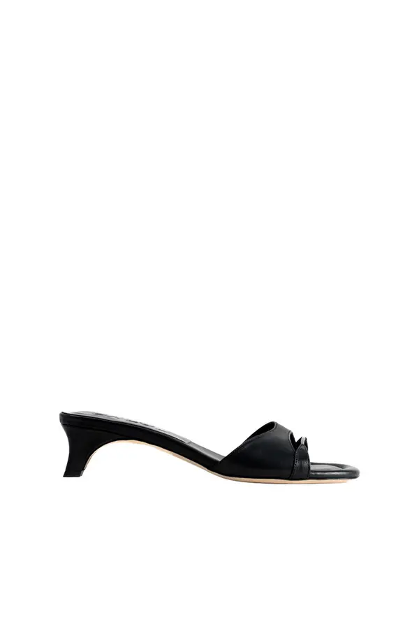 Nappa Leather Kitten Heel Slip-On Mule
