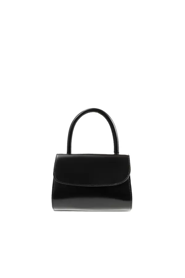 Semi Patent Leather Top-Handle Crossbody Bag
