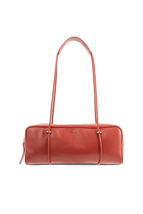 Rectangular Nappa Leather Shoulder Bag With Tubular Straps