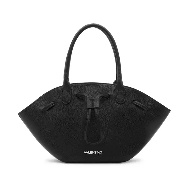 Grained Leather Drawstring Tote Bag Image
