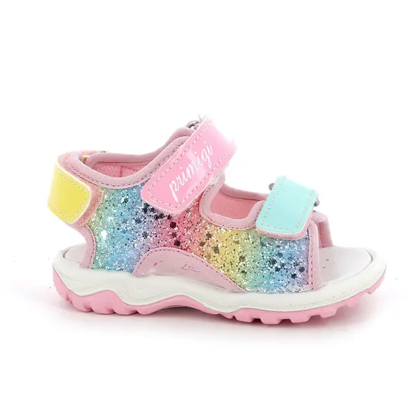 Baby Girl Rainbow Glitter Sandals with Multi-Color Hook-and-Loop Straps Image