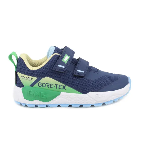 Kids Boys Gore-Tex Waterproof Sneakers with Double Hook-and-Loop Straps and Green Accents Image