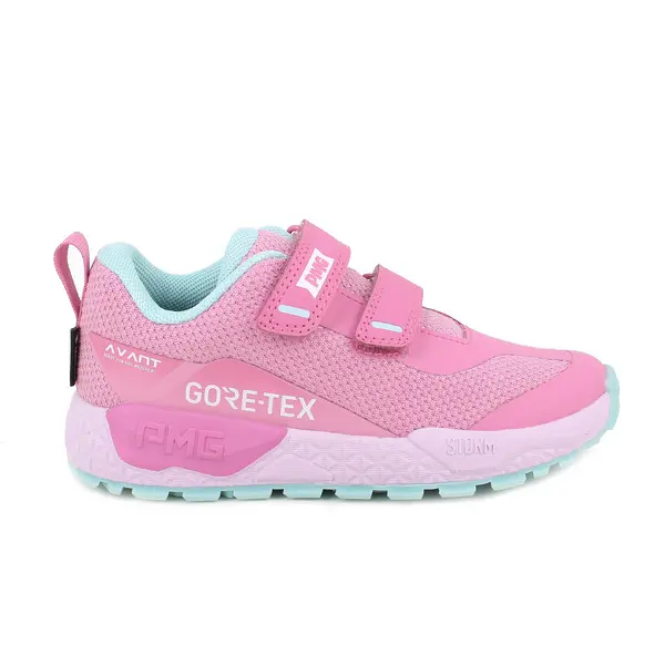 Kids Girls Gore-Tex Waterproof Sneakers with Double Hook-and-Loop Straps and Light Blue Accents Image