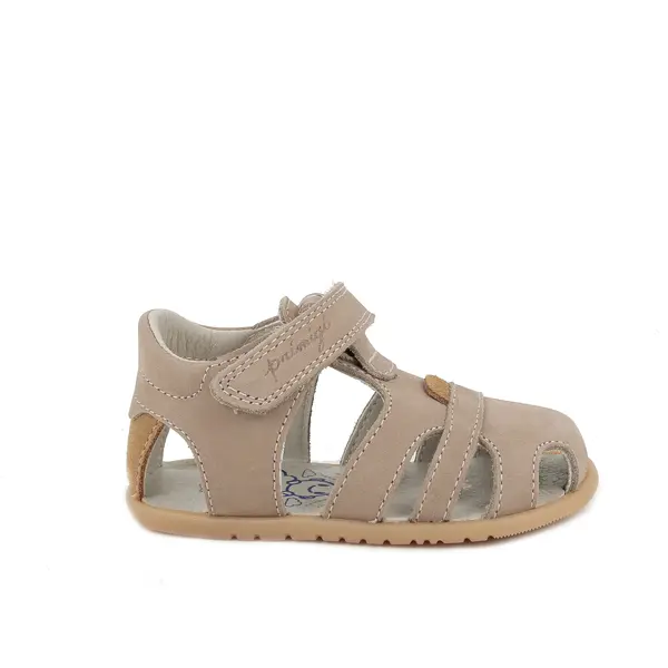Baby Boy Taupe Nubuck Suede Fisherman Sandals with Hook-and-Loop Strap Image