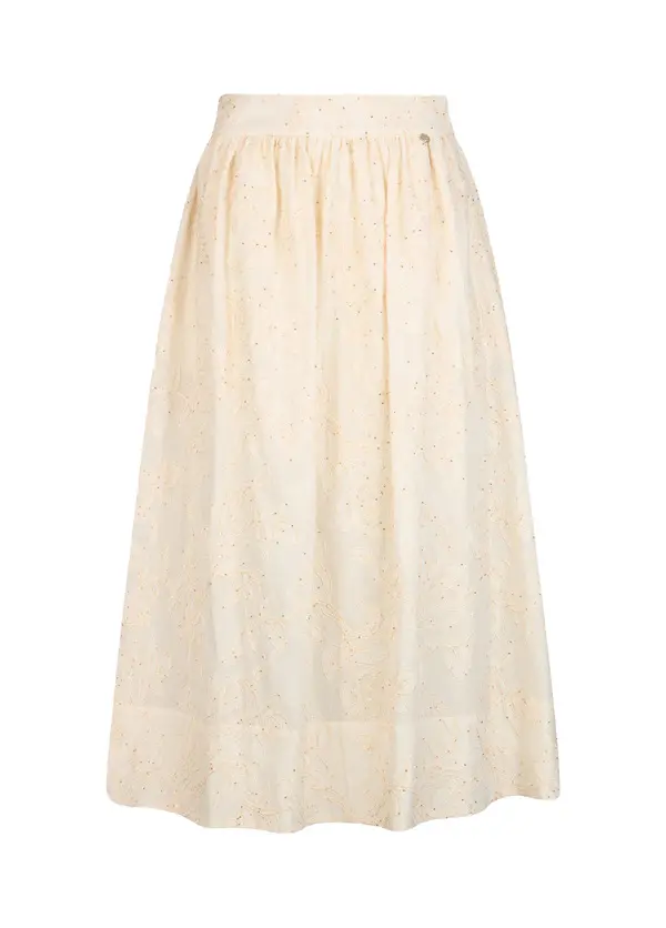 Embroidered Muslin Midi Skirt Image