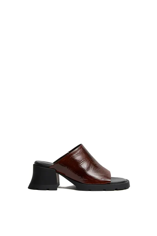Patent Leather Wide-Strap Mid Heel Mule  Image