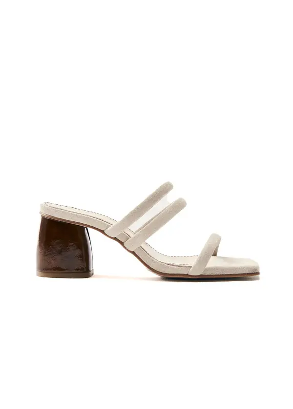 Suede Strappy Mules with Wooden Block Heel Image