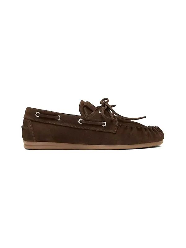 Suede Ruched Boat Loafers Image