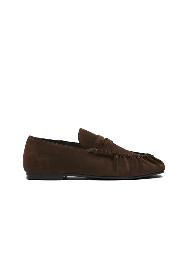 Suede Ruched Penny Loafers Image
