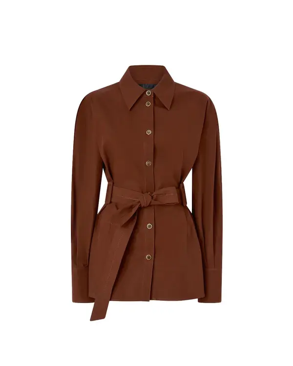 Cotton Long-cut Jacket With Belt Image