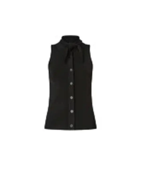 Sleeveless Ribbed Knit Polo Top Image