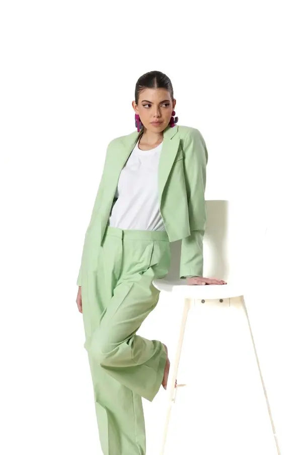 Linen High-Waist Wide Leg Trousers Image