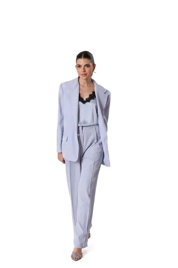 Crepe High-Waist Wide Leg Trousers Image