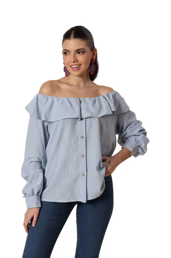Linen Sirona Ruffled Long Sleeves Shirt Image