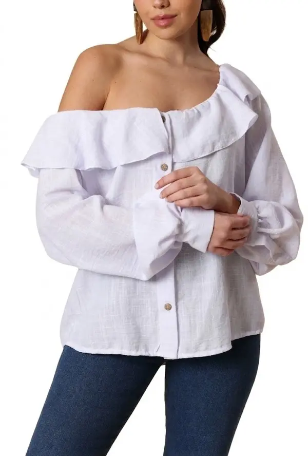 Linen Sirona Ruffled Long Sleeves Shirt