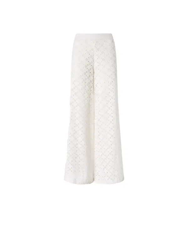 Semi-lined Cotton Trousers With Openwork Motif