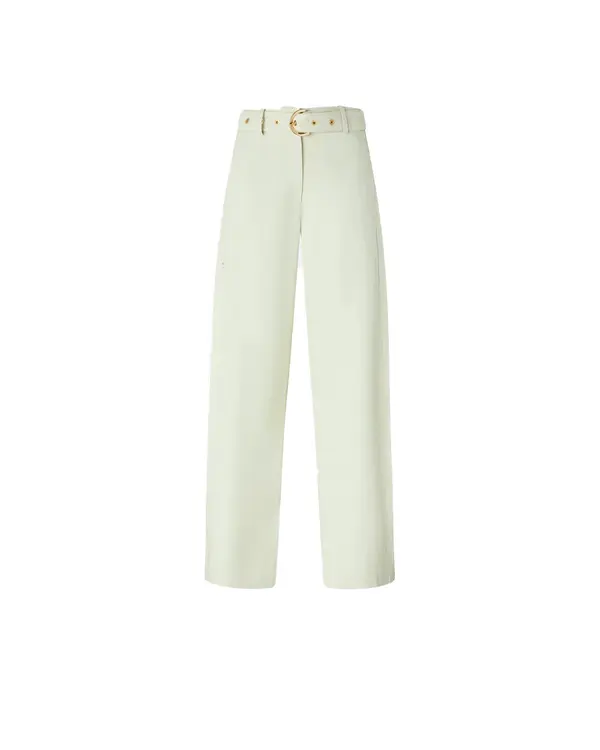 High-Waisted Tailored Pants with Eyelet Belt Image
