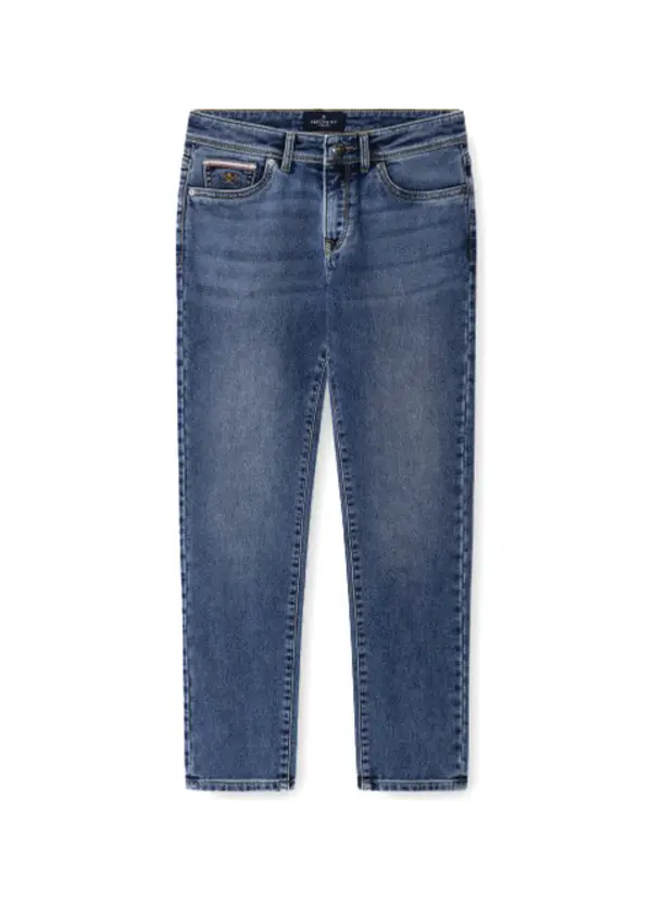 Kids Boys Regular Fit 5 Pocket Vintage Wash Denim Jeans Image