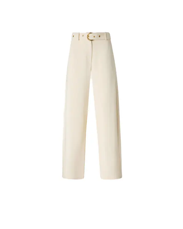 High-Waisted Tailored Pants with Eyelet Belt