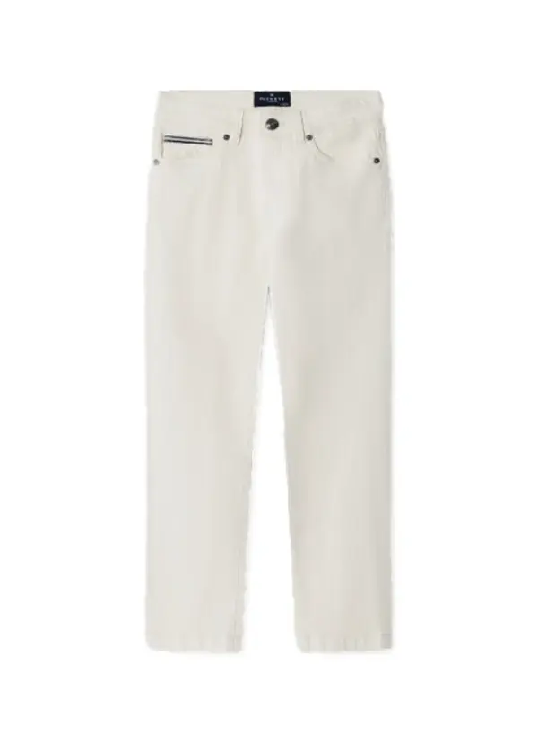 Kids Boys Relaxed Fit 5 Pocket Ecru Wash Denim Jeans Image