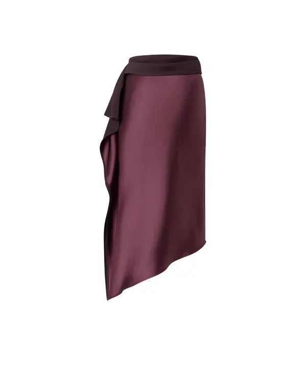 Asymmetric Pencil Satin Skirt Image