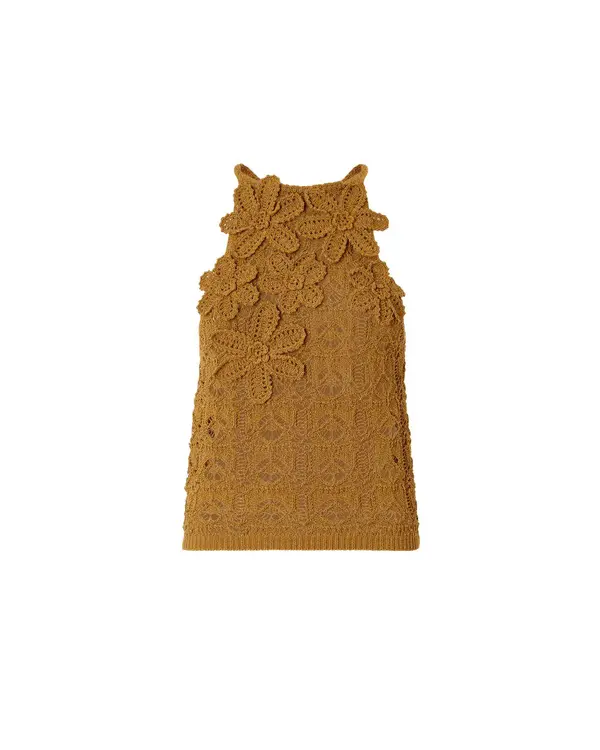 Crochet-Effect Top With Appliqué Flowers
 Image