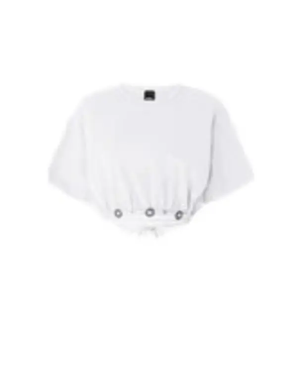 Cropped T-Shirt With Lace And Texan Details Image