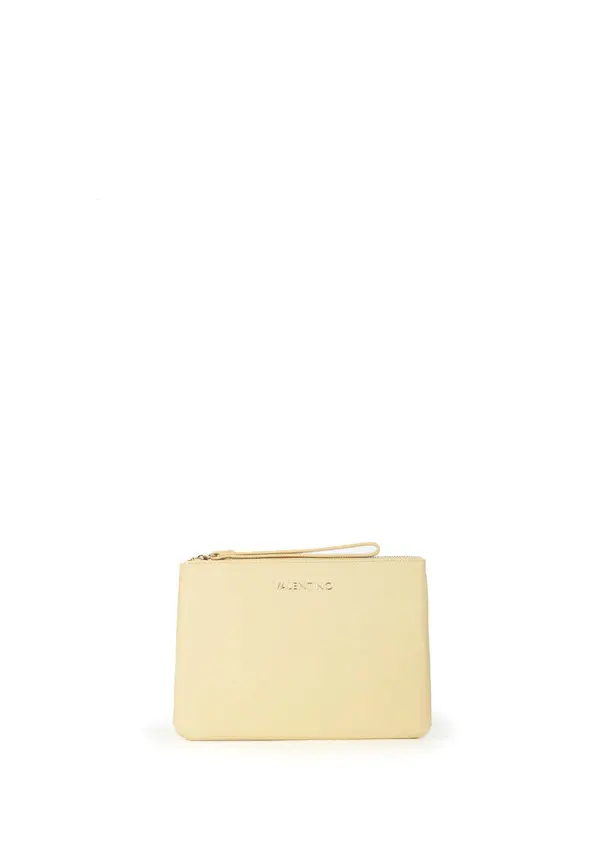 Medium Leather Zip-Top Wristlet Pouch Bag Image