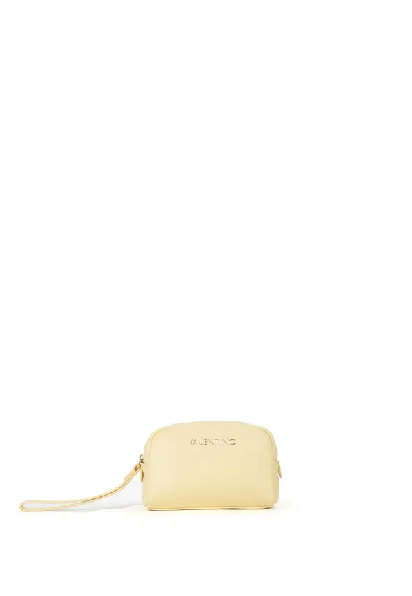 Pebbled Leather Dome Wristlet Pouch Bag