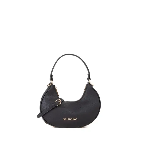 Grained Leather Crescent Hobo Shoulder Bag with Gold-Tone Logo Hardware Image
