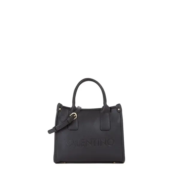 Small Grained Leather Embossed Logo Tote Bag with Top Handles Image