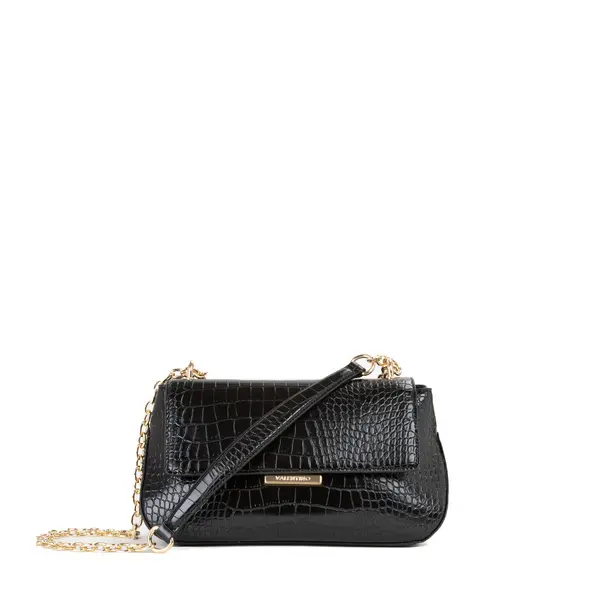 Croc-Embossed Flap Shoulder Bag with Gold-Tone Chain Strap Image