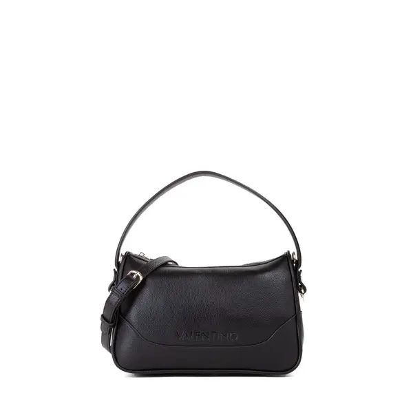 Pebbled Leather Embossed Logo Shoulder Bag with Top Handle Image