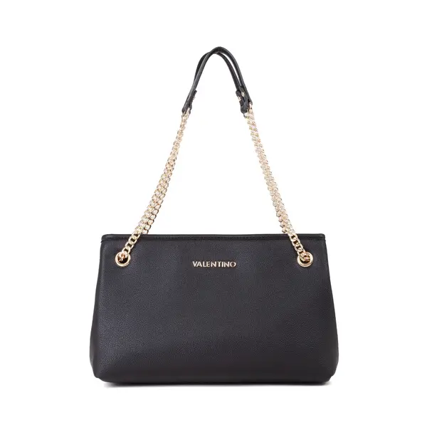 Leather Shoulder Tote Bag with Gold-Tone Chain Straps Image